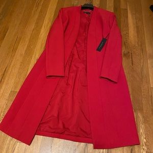 Donna Karan Long Red Trench Jacket
